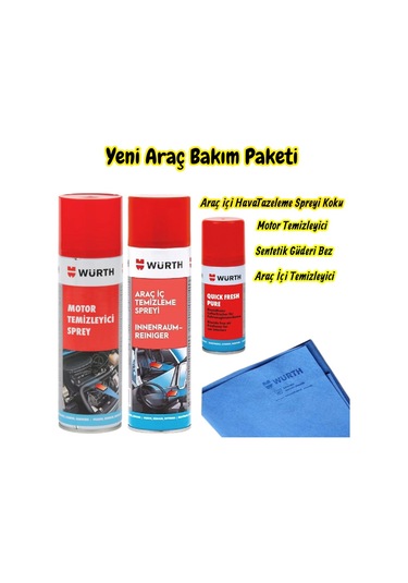 Würth Yeni Araç Motor Temizleme,araç İçi,quick Fresh,bez Bakım Paketi 4'lü