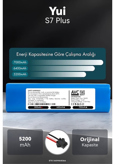 Yui S7 Plus 5200mah Robot Süpürge Bataryası K.k