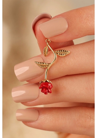 14 Ayar Gül Çiçek Altın Kolye Ucu