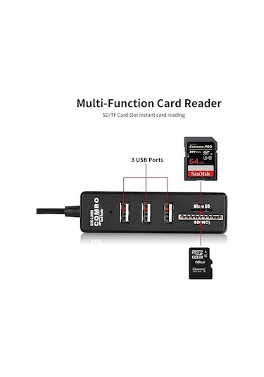 Mkey USB Çoğaltıcı USB Çoklayıcı Tf Kartlı Sd Kartlı USB Hub