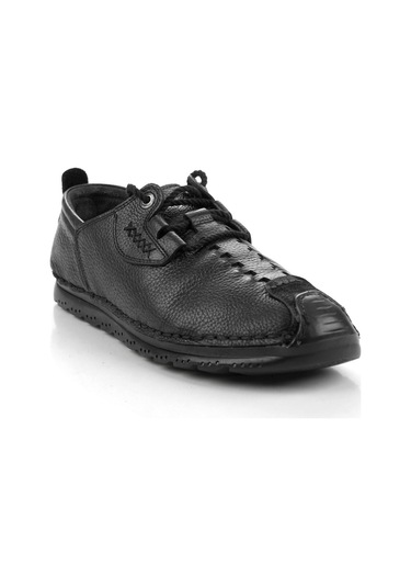 Siyah Hakiki Deri Erkek Casual Ayakkabı E01900241343 Siyah