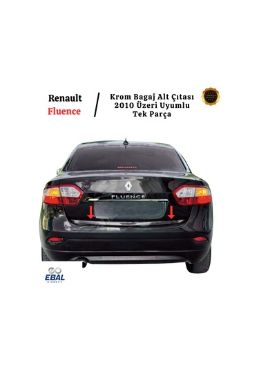 Ebal Otomotiv Renault Fluence Krom Alt Bagaj Çıtası 2010 Üzeri P.Çelik