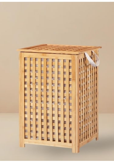Digithome Bambu Kirli Çamaşır Sepeti Dikdörtgen Kahverengi H/5 C1-1-289 Diğer