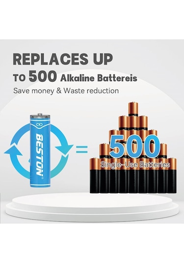 Beston Usb Type-c Kablo Ile Şarj Edilebilir Lityum 2'li Ince Pil 1.5v Aaa / 666 Mwh 150mah