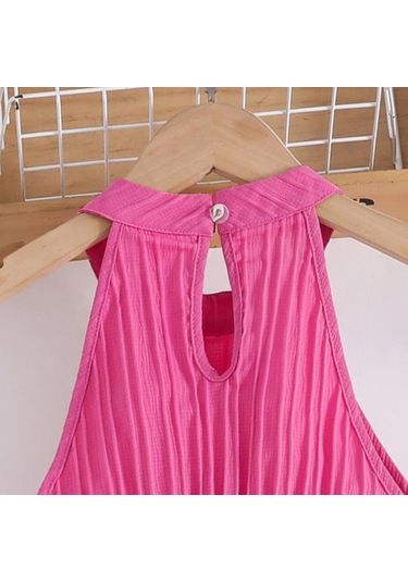 7-12y Kızlar Büyük Kız Takım Elbise Çocuk Yaz Yeni Moda Askılı Boyun Yelek Üst Dalga Şerit Pantolon 2 Adet Kırmızı