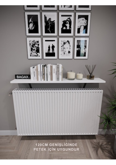 Duvara Montajsız Beyaz Petek Üstü Uçan Raf Dresuar 120 15 Cm Beyaz