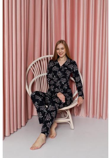 Ahengim Kadın Pijama Takımı Süprem Uzun Kollu Boydan Düğmeli Diamond Yazılı Pamuklu Mevsimlik W20622305 Lacivert Ahengim Kadın Pijama Takımı Süprem Uzun Kollu Boydan Düğmeli Diamond Yazılı Pamuklu Mevsimlik W20622305 Lacivert