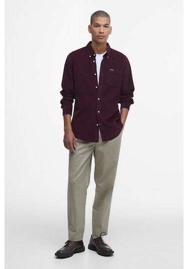 Barbour Ramsey Tailored Cord Gömlek Re89 Winter Red Bordo