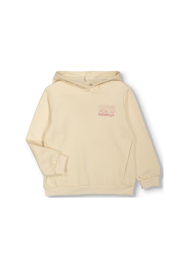 Kız Çocuk Orta Kalınlıkta Basic Sweatshirt Ekru