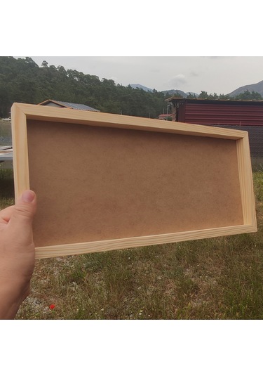 40x20 Cm Ham Ahşap Çerçeveli Pano Camsız - Arkalık Sabit