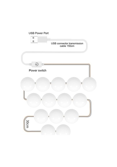 Didadodo Usb Makyaj Aynası Işığı - 3 Renk Aydınlatma, 2/6/10/14 Ampul Seçenekli, Dimmer Fonksiyonlu Çok Renkli Led Makyaj Aynası Çok Renkli