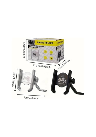 Xuweiwei Siyah Bisiklet Scooter Motosiklet İçin Ayarlanabilir Alüminyum Alaşım Telefon Tutucu Bounce Testli Kaymaz Tasarım Siyah Pürüzsüz Yüzey Siyah