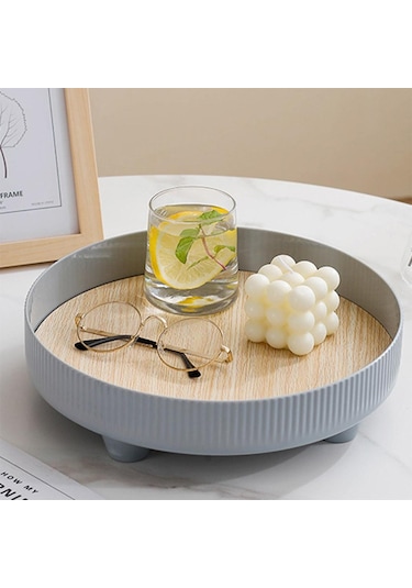 Suntek Vanity Tepsi Takı Yatak Odası Dresser Parfüm Bilezik Gri