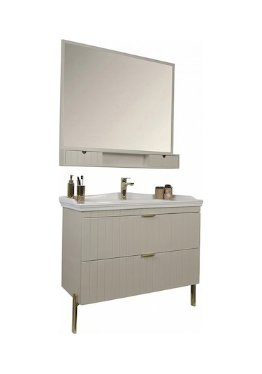 Kobos Noble 100 Cm Banyo Dolabı Seti Luna Gri