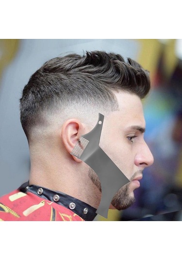 Qingmipy Profesyonel Sakal Şekillendirme Şablonu - Paslanmaz Çelik Yapı, Hassas Kullanım, Her Açıya Uygun