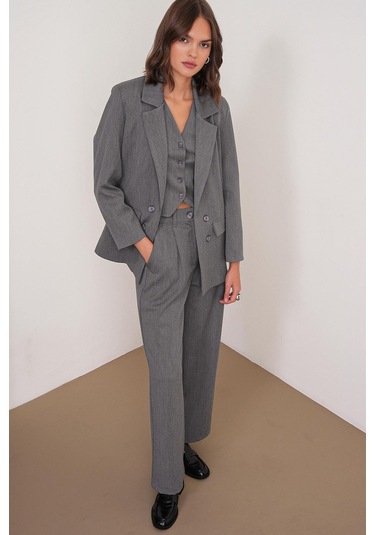 4745 Kadın Oversize Blazer Ceket Antrasit Antrasit