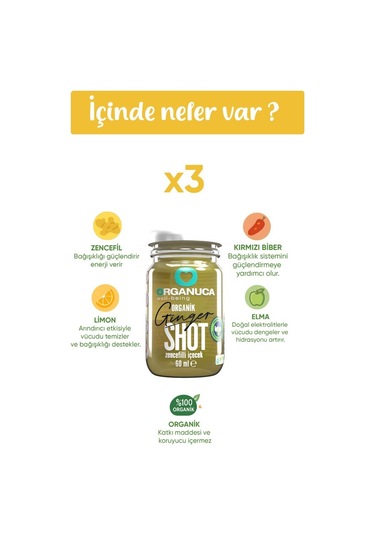 Organik Zencefil Shot 3'lü Paket 60 G