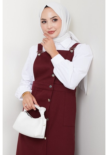 Boydan Düğmeli Gabardin Jile 1552 - Bordo Bordo