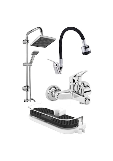 Pro Germany Mix Banyo Bataryası Robot Yağmurlama Tepe Duş Seti Krom