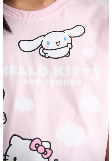 Defacto Kız Çocuk Hello Kitty Relax Fit Bisiklet Yaka Kısa Kollu Tişört F5389a825hspn633 Pembe