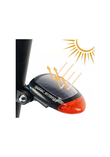 Led Güneş Enerjisi İle Şarj Edilebilir Bisiklet Kuyruk Lambası Solar Bisiklet Lambası Siyah