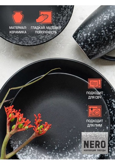 Korall 2'li Tabak Seti Düz Tatlı Tabakları 20,5 Cm Nero 236166029 Siyah