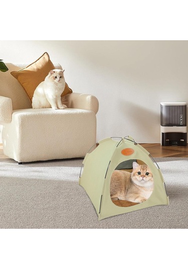 Vkemall Xl Bej Kedi Köpek Çadır Yatağı - Katlanabilir Dış Mekan Evcil Hayvan Konaklama Tulumu Yastık Dahil