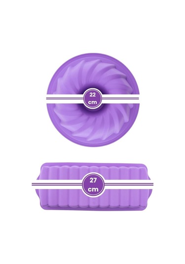 Silicolife 2 Li Silikon Kek Kalıbı Seti, Baton Kek Kalıbı Ve Burgu Kek Kalıbı Seti Yerli Üretim Lila Lila