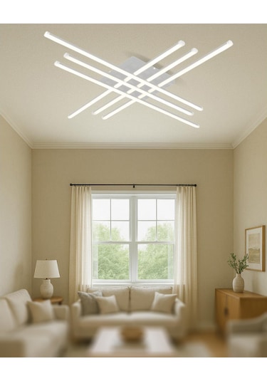 Tt070-by-srr Tt Ayd. Sarı Işık Led 6 Lı Çubuk Mat Beyaz Led Avize