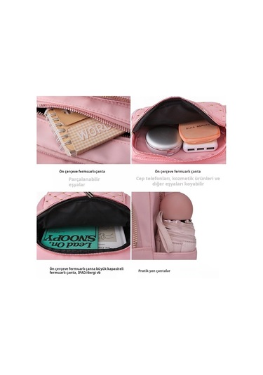 Lixiaqu01 Pink Seyahat Sırt Çantası, Çift Omuz Çantası, Şık AÇIK PEMBE Açik Pembe