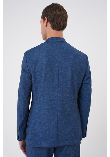 Comfort Fit Mono Yaka Çift Yırtmaç Torba Cep Casual Gece Mavisi Ceket C 701 Gece Mavisi