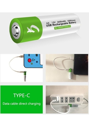 Maoyaya Hallow E15493-4 C Tipi Pil Bağlantı Noktası Şarj Edilebilir Aa Pil 4 Adet,