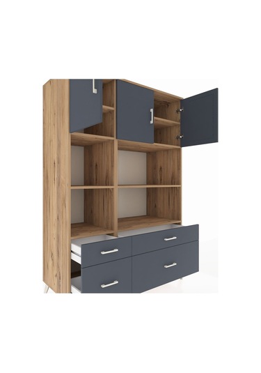 Kronos Dolap 8 Raflı 4 Çekmeceli 3 Kapaklı 132x59x195 Çam-antrasit/antrasit Antrasıt/antrasıt Kronos Dolap 8 Raflı 4 Çekmeceli 3 Kapaklı 132x59x195 Çam-antrasit/antrasit Antrasıt/antrasıt