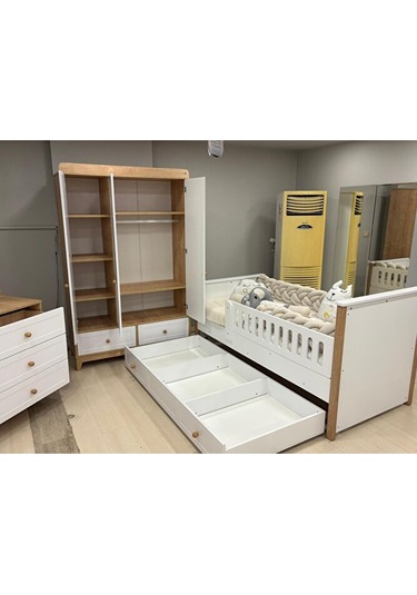 Marin 3 Kapılı Dolap, Bebek Ve Genç Odası Dolap Beyaz