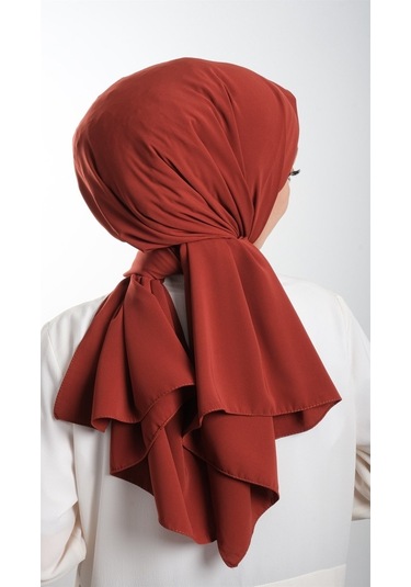 Kiremit Düz Klasik Şal Medine Ipeği Sade 202103_05 Kiremit