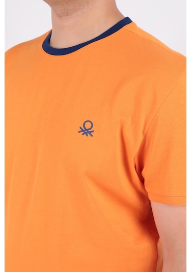 Benetton Bnt-m20461-23y Erkek T-shirt BNT-M20461-R1840 Turuncu