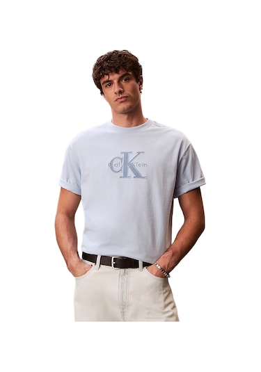 Calvin Klein Lv04rf819g Elevated Monologo Erkek Tişört Mavi