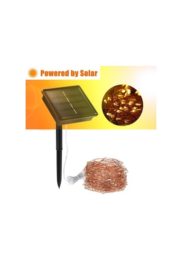 Novahub Güneş Enerjili 200 Işıklı Bakır Tel Işık Zinciri - 8 Modlu Sıcak Beyaz Dekorasyon Işık Sıcak Beyaz