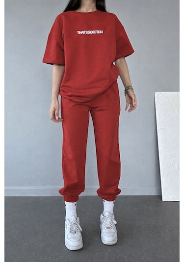 Thatssofetch Kırmızı T-shirt Eşofman Altı Jogger - Baskılı Eşofman Takımı Oversize Kırmızı Thatssofetch Kırmızı T-shirt Eşofman Altı Jogger - Baskılı Eşofman Takımı Oversize Kırmızı