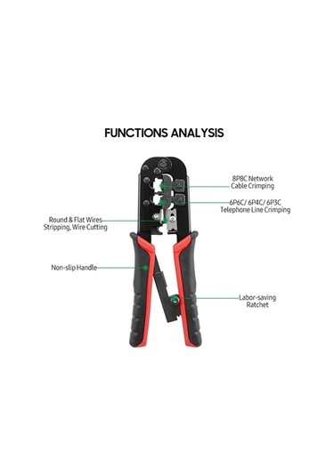 Flybuy 3 Lü Fonksiyonlu Profesyonel Kablo Aleti - Kablo Kesme, Soyma, Kıvırma İçin Kompakt Elektrikçi Ekipmanları