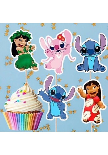 Kürdan Lilo Stitch Sitiç Temalı 10lu Sadece Kürdanlar .pasta Cupcake Süsü