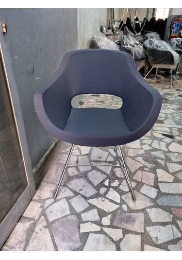 Bintaşmobilya Viva Antrasit Gri Deri Ofis Bekleme Koltuğu