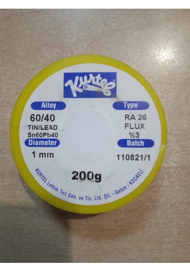Kurtel 200 Gram 1 Mm Pastalı Lehim Teli60/40 Kurtel Lehim Yerli
