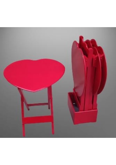 Zigon Sehpa Kalp ÇANTA Model MDF Torna İskelet Parlak Kırmızı Lake Boya  El Yapım