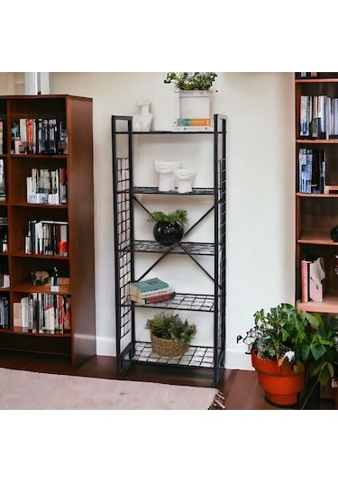 Metal Kitaplık Mutfak Rafı Malzeme Dolabı 5 Raflı Düzenleyici