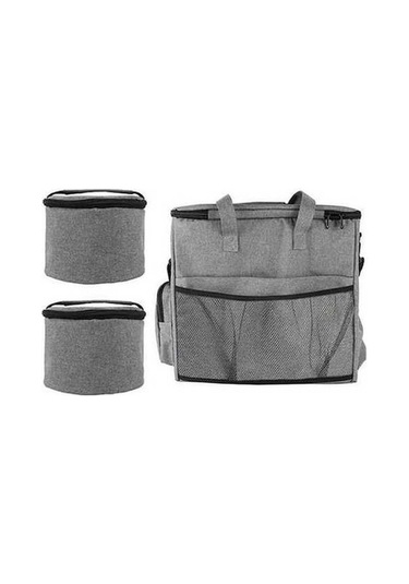 Pazly Skycity Hayvan Çantası - Köpek/kedi Seyahat Seti, 2'li Yemek Kabı + Çok Cepli Gri Gri Gri