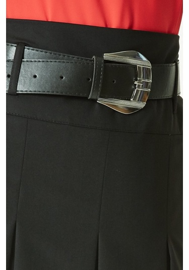 Soralline Kadın Etek 65 Cm Boyunda 3 Pile 724 Siyah Siyah