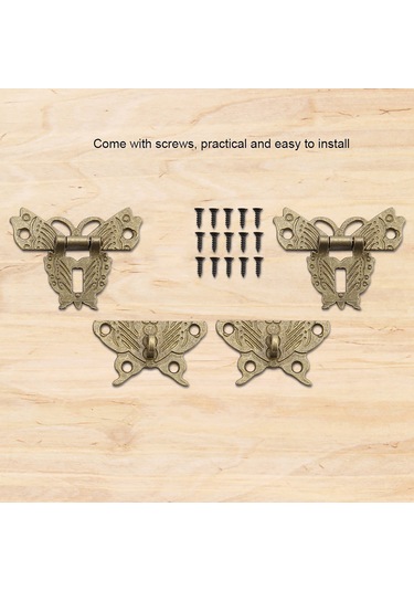 Ximistore9 Bronz Renkli Antik Zinek Alaşımlı Kutu Kilitleri 50x43mm - Ahşap Kutular İçin Dayanıklı 2 Adet Paket + Vida