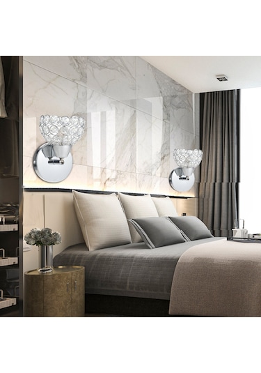 Ranyeek Gümüş Metal Kristal Duvar Lambası, E26 Yuva, 110-130v, Ev Odaları İçin, Aydınlatma Aleti Işık Kaynağı Hariç Gümüş