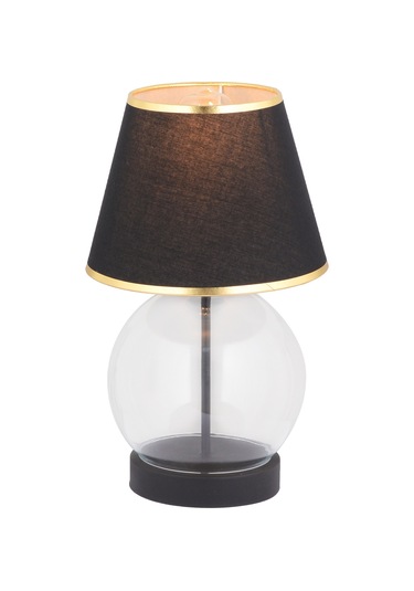 Lampon Siyah Şapkalı Siyah Masa Lambası Modern Tasarım Salon-Yatak Odası Abajur Siyah